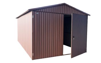 Blechgarage 3x5m Horizontal Blech Satteldach Dunkles Braun ID84