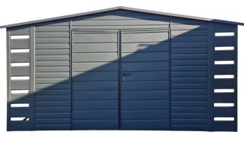 Gartenhaus - Gartenschuppen 3x3m + Überdachung - Zweiflügeliges Tor - Anthrazit - Satteldach | GP588 |