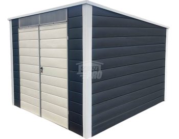 Gartenhaus - Gartenschuppen 2,5x3m - Zweiflügeliges Tor - Lichtband - Anthrazit - Weiß - Flachdach GP527