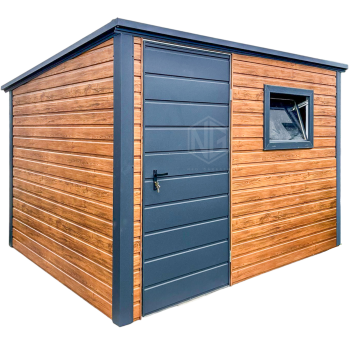 Gartenhaus - Gartenschuppen 3x2,5m - Tür - PVC Kippfenster - Holzoptik - Anthrazit - Flachdach ID798