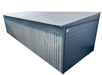 Blechgarage  3x9m  Schwingtor - Zweiflügeliges Tor  - Anthrazit GP191