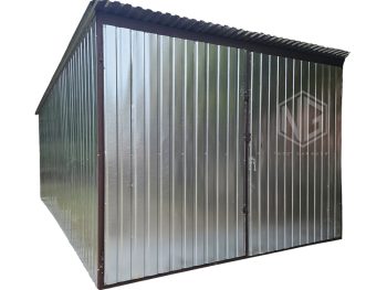 Blechgarage 3x4,5m Zweiflügeliges Tor - Verzinkt - Flachdach GP577