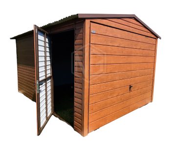 Blechgarage 3x4m Horizontal Blech Schwingtor Satteldach Holzoptik ID100