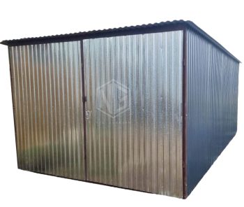 Blechgarage 3x5m  Zweiflügeliges Tor - Verzinkt - Pultdach GP185