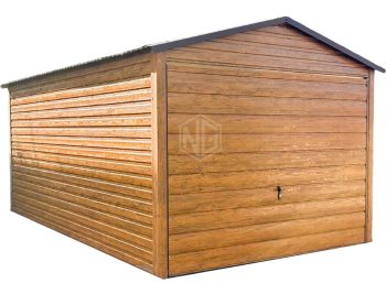 Blechgarage 3x5m - Schwingtor - Helles Walnussholz - Holzoptik - Satteldach ID694