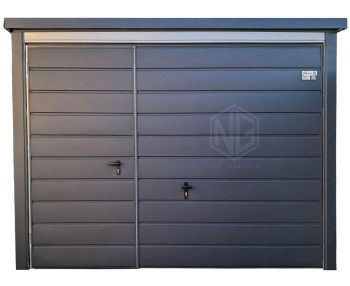 Blechgarage 3x5m - Schwingtor - Tür - Silber - Anthrazit - Flachdach | ID978 |