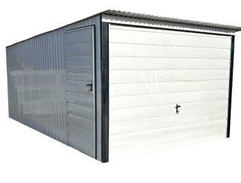 Blechgarage 3x5m - Schwingtor - Tür - Weiß - Flachdach GP275