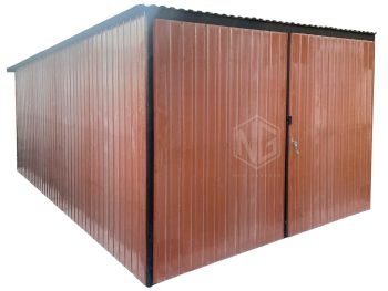 Blechgarage 3x5m - Zweiflügeliges Tor - Helles Braun - Flachdach GP478