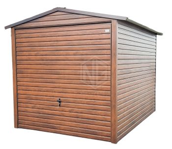 Blechgarage 3x5m Horizontal Blech Satteldach Schwingtor Holzoptik ID141