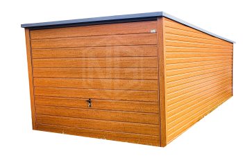 Blechgarage 3x5m Horizontal Blech Schwingtor Holzoptik Pultdach ID85