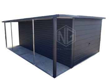 Blechgarage 3x5m Überdachung 1m Schwingtor Anthrazit ID394