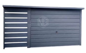 Blechgarage 3x5m Überdachung 1m Schwingtor Dachrinnen Anthrazit ID390