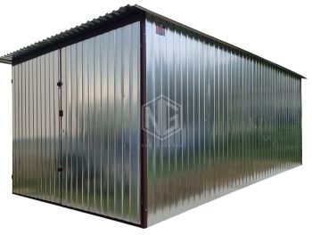 Blechgarage 3x5m Zweiflügeliges Tor - Verzinkt - Flachdach GP578