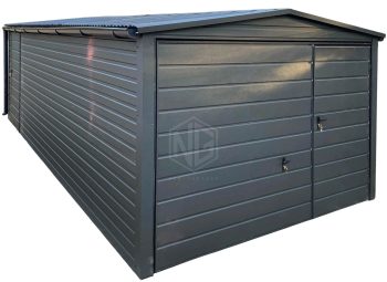 Blechgarage 3x6m - Schwingtor - Tür - Anthrazit - Dachrinnen - Satteldach | GP581 |