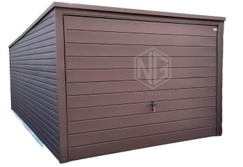 Blechgarage 3x6m Horizontal Blech Schwingtor Dunkles Braun Pultdach ID143