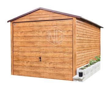 Blechgarage 3x6m Horizontal Blech Schwingtor Satteldach Holzoptik ID102