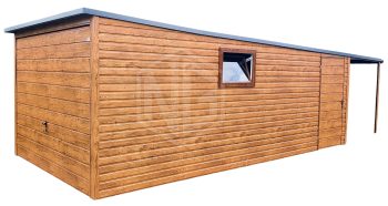 Blechgarage 3x6m Horizontal Blech Schwingtor Überdachung Holzoptik ID87