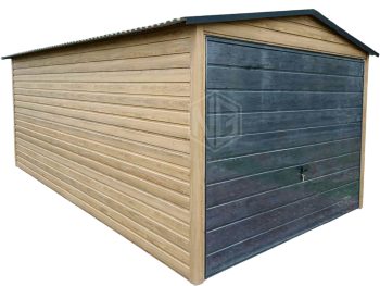 Blechgarage 3x6m Schwingtor - Holzoptik - Winchester - Satteldach ID808