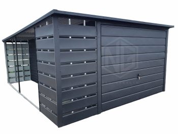 Blechgarage 3x6m Überdachung 1x6 Schwingtor Anthrazit Flachdach ID445