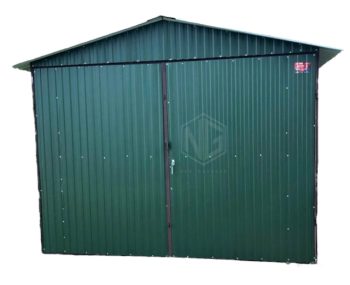 Blechgarage 3x6m Zweiflügeliges Tor - Grün - Satteldach - GP79