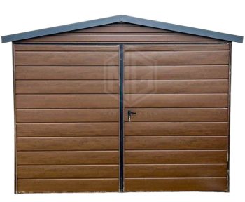 Blechgarage 3x6m Zweiflügeliges Tor PVC Kippfenster Anthrazit Holzoptik Satteldach GP250