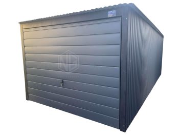 Blechgarage 3x7m - Schwingtor  - Anthrazit - Pultdach GP241