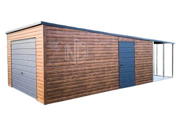 Blechgarage 4x6m Überdachung PVC Kippfenster Tür Holzoptik ID272