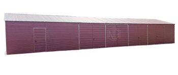 Blechhalle - Lagerhalle 20x6m - 4x Zweiflügeliges Tor - Tür - Dunkles Braun - Satteldach  ID607