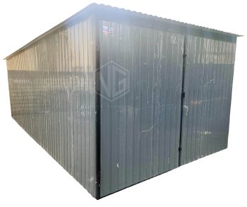 Blechgarage  3x7m - Zweiflügeliges Tor -  Anthrazit - Pultdach GP193