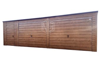 Blechgarage 8x6m Horizontal Blech 2x Schwingtor HOLZOPTIK  ID201