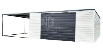 Blechgarage 6x6m Horizontal Blech Überdachung Pultdach Schwingtor Schwarz ID173