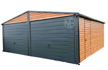 Blechgarage 6x6m Horizontal Blech Satteldach 2x Schwingtor Anthrazit Zusätzlich Tür ID122