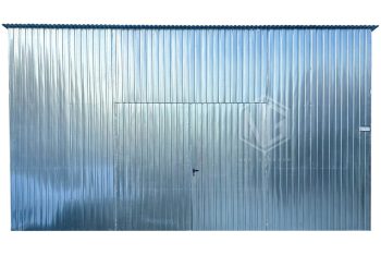 Blechgarage - Blechhalle - 7x8m - Zweiflügeliges Tor - Verzinkt - Flachdach ID766