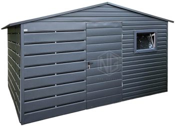 Gartenhaus - Gartenschuppen 2,5x3,5m + Überdachung 1m - Tür - PVC Kippfenster - Anthrazit - Satteldach | GP624 |