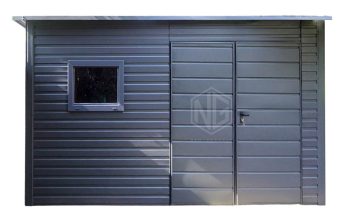 Gartenhaus - Gartenschuppen 4x3m - Zweiflügeliges Tor - PVC Kippfenster - Anthrazit - Flachdach | GP623 |