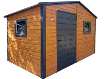 Gartenhaus - Gartenschuppen 3,5x2m - Tür - 2x PVC Kippfenster - Holzoptik - Anthrazit - Satteldach | ID998 |
