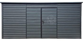 Gartenhaus - Gartenschuppen 5x3m - Zweiflügeliges Tor - PVC Kippfenster - Anthrazit - Flachdach | GP618 |