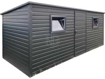 Gartenhaus - Gartenschuppen 5x2m - Zweiflügeliges Tor - 2x PVC Kippfenster - Anthrazit - Flachdach | GP619 |