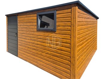 Gartenhaus - Gartenschuppen 4x2,5m - Tür - PVC Kippfenster - Holzoptik - Dachrinnen - Flachdach | GP612 |