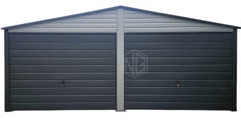 Blechgarage 6x6m - 2x Schwingtor - Silber - Satteldach | GP593 |