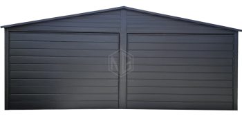 Blechgarage 6x6m - 2x Schwingtor - Anthrazit - Satteldach | GP592 |