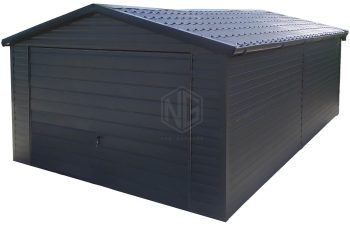 Blechgarage 4x6m - Schwingtor - Anthrazit - Metalldachziegel - Dachrinnen - Satteldach | GP583 |