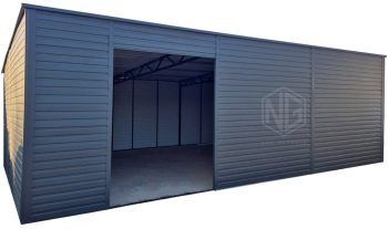 Blechgarage - Lager 9x6m Öffnung - Anthrazit - Flachdach | GP571 |