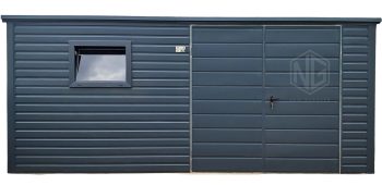 Gartenhaus - Gartenschuppen 4,5x2,5m Zweiflügeliges Tor - PVC Kippfenster - Anthrazit - Flachdach | ID995 |