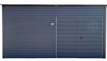 Blechgarage - Lager 4,5x4,5m - Zweiflügeliges Tor - Anthrazit - das Dach neigt sich nach vorne | ID985 |