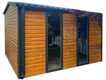 Gartenhaus - Gartenschuppen 3x3m - Tür - 2x PVC Kippfenster - Dachrinnen - Holzoptik - Satteldach | GP566 |