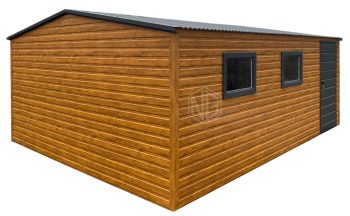 Gartenhaus - Gartenschuppen 5x6m - Tür - Holzoptik - 2x PVC Kippfenster - Satteldach GP561