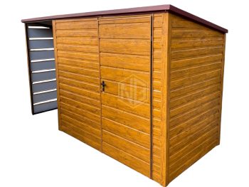 Gartenhaus - Gartenschuppen 2,5x2m + Überdachung 1m - Tür - Anthrazit - Flachdach GP546