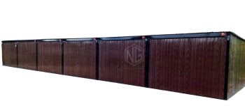 Blechgarage   18x5m - 5x - Schwingtor - Pultdach  GP166