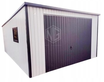 Blechgarage 4x5m Vertikal Blech Schwingtor PVC Kippfenster Weiß Anthrazit ID185